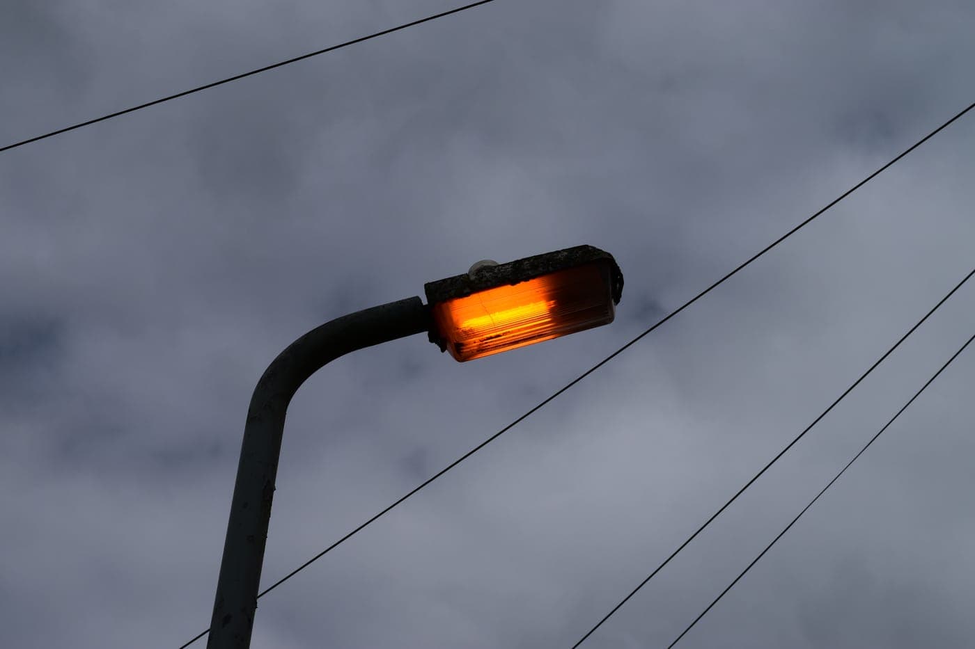 A Wolverhampton streetlight at dusk